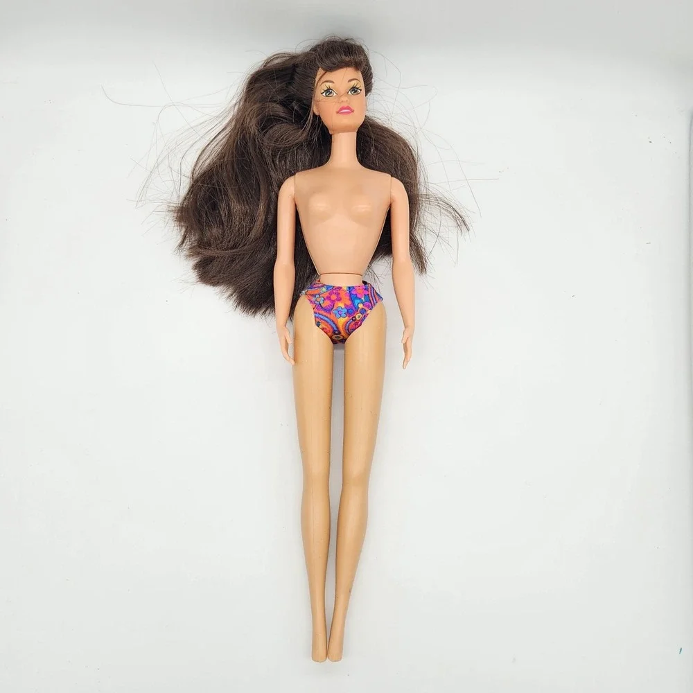 Vintage Barbie Doll Brunette Hair 1990 Mattel Body 1966 China Swimsuit